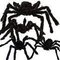 Halloween Hairy Spider Set 4 Pcs Large Realistic Outdoor Decor Props