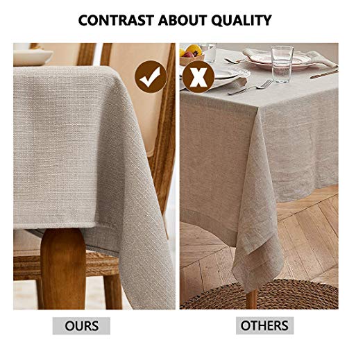 Rectangle Table Cloth 156x90 Inches Beige Faux Linen Waterproof Elegant Cover