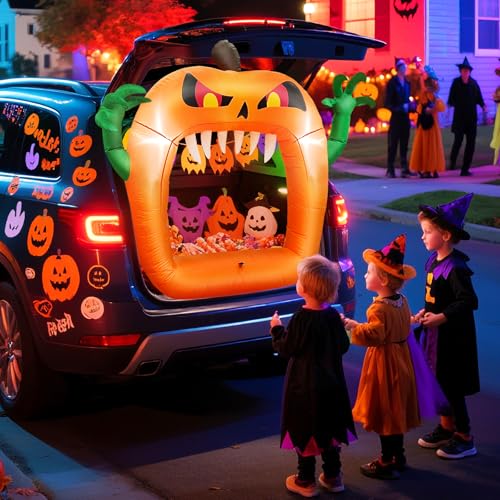4ft Inflatable Halloween Car Decoration Pumpkin with LED Lights - Multicolor