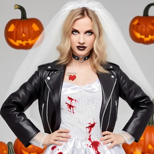 Halloween Gothic Bride Body Paint Makeup Set with Fake Blood & Choker