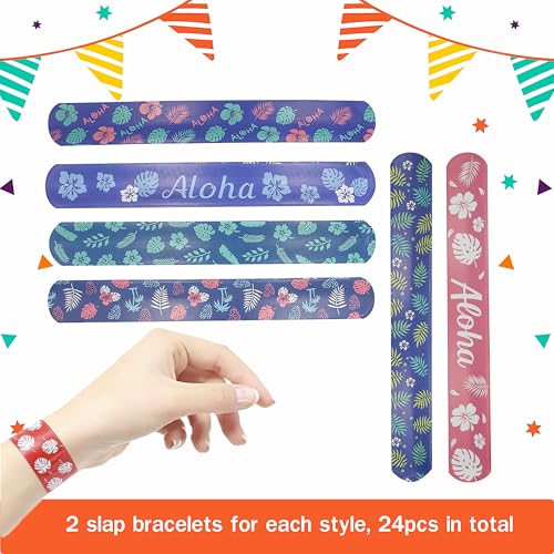 48 Pcs Tropical Party Favors Rubber Slap Bracelets & Wristbands Set