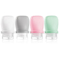 RONRONS 1oz Travel Bottles, Silicone Squeeze Sauce Salad Dressing Ketchup Condiment Bottles, Tsa Approved Leak Proof Containers for Toiletries Shampoo Conditioner Small (4 Pieces)