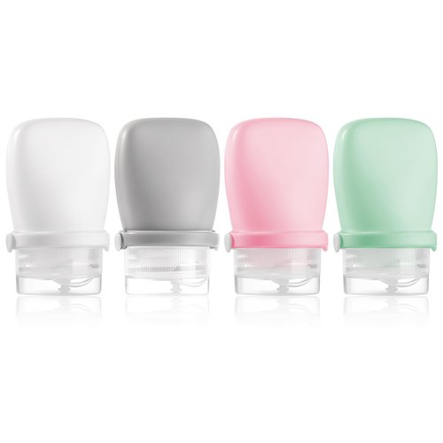 RONRONS 1oz Travel Bottles, Silicone Squeeze Sauce Salad Dressing Ketchup Condiment Bottles, Tsa Approved Leak Proof Containers for Toiletries Shampoo Conditioner Small (4 Pieces)