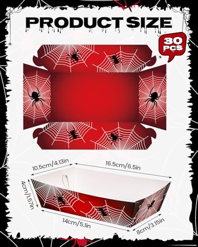 Spider Party Food Trays - Disposable Web Design Snack Plates for Halloween Birthday