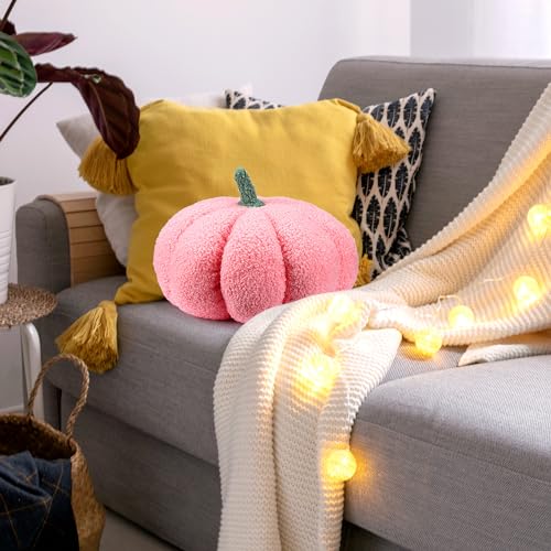 Pumpkin Pillow Set - 2 Pcs Fall Decor Cushions, Pink, 11 x 9.5 Inch