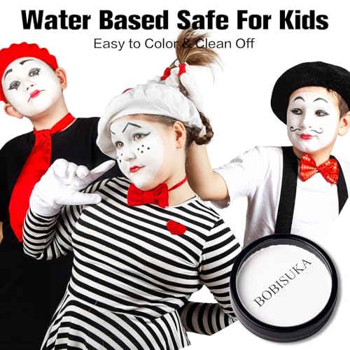 Clown White Face & Body Paint Kit - Water-Based Non-Toxic Halloween Costume Makeup - Variation: White