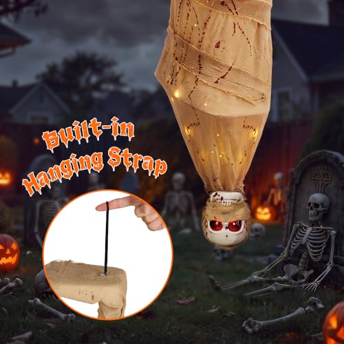 Yellow 70in Voice-Activated Shaking Corpse Halloween Decoration