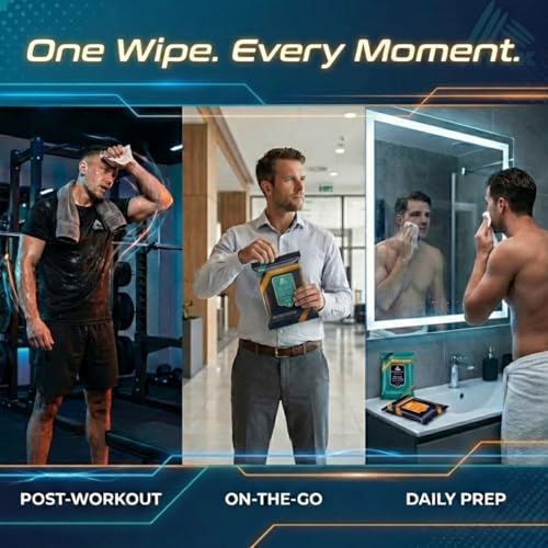 Men’s Face Wipes 4-Pack - Cleansing Wipes for Men with Cedar, Bourbon, Eucalyptus, Tea Tree & Sandalwood