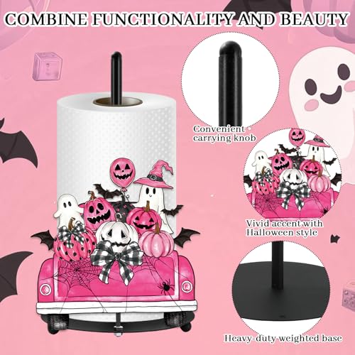 Pink Halloween Paper Towel Holder Pumpkin Ghost Truck Decor - Kitchen Countertop Accessory