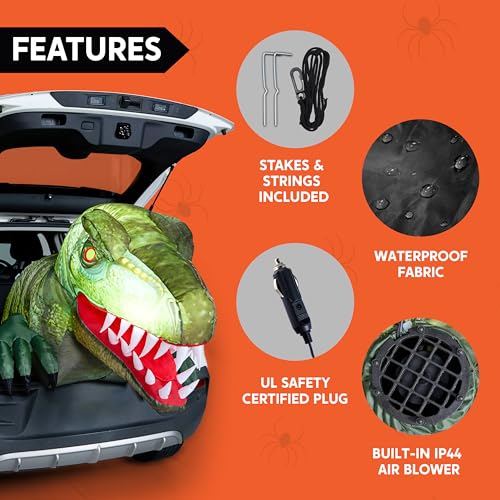 Inflatable Dinosaur Halloween Decoration with LED Lights, Trunk or Treat Car & Yard Display