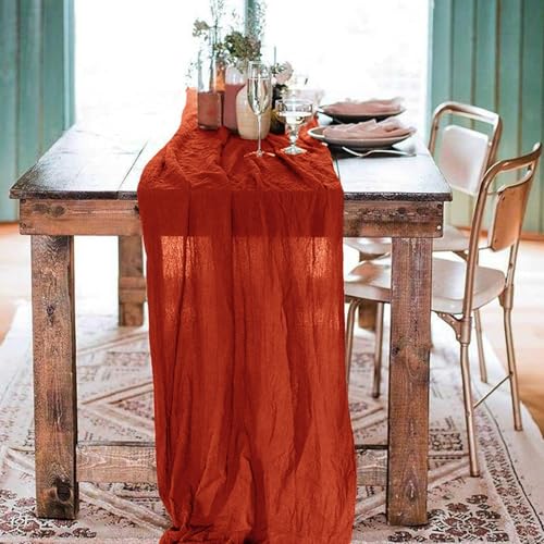 Terracotta 10ft Table Runner Set - Rustic Cheesecloth Wedding & Holiday Decor