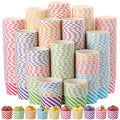 8 Oz Disposable Paper Ice Cream Cups - 500 Multicolor Snack Bowls for Parties