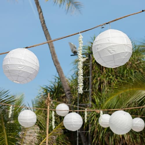 10 Inch White Paper Lanterns - Pack of 40 Hanging Chinese Japanese Decor