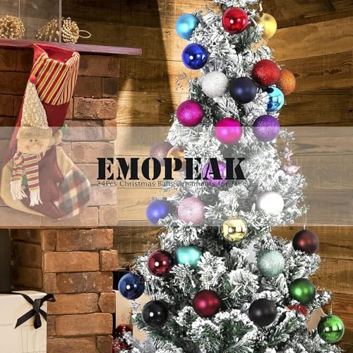 Emopeak 16-Pack White Christmas Balls Ornaments 3.15 Inch - Holiday Tree Decor