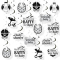 Halloween Baby Shower Decorations Bat Theme Hanging Swirls Purple Black Set