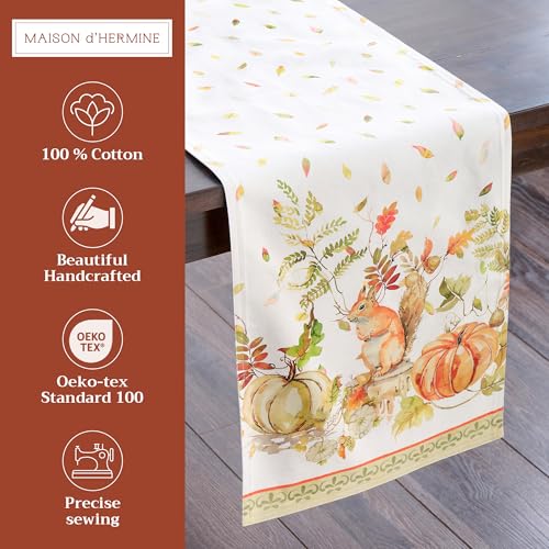 Pumpkin Passion Double Layer Cotton Table Runner 14.5 x 108 Inches - Fall & Holiday Decor