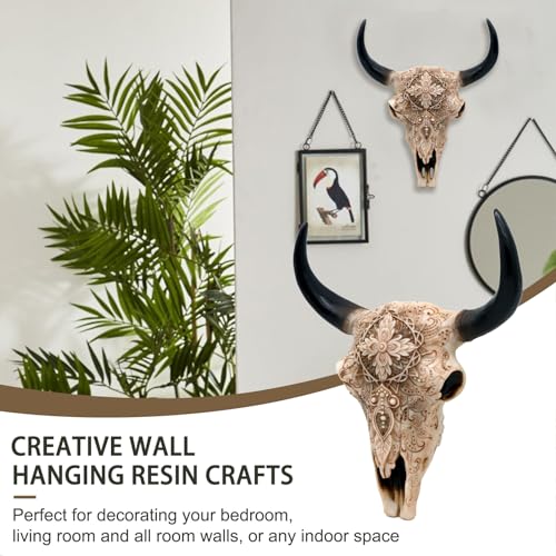 Boho Cow Skull Wall Decor - 9.3 Inch Faux Animal Skull for Western & Bohemian Rooms