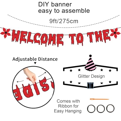 Upside Down Party Banner with Glitter Horror Theme for Birthday & Event Decor