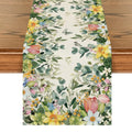 Spring Eucalyptus Table Runner 13x48 Inch - Green and Yellow Seasonal Decor