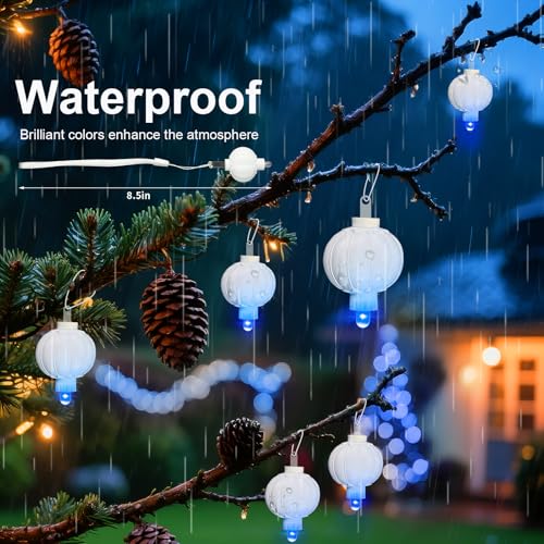 Blue LED String Lights 24 Pack Waterproof Battery Operated Hanging Lights for Decorations