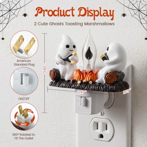 Halloween Ghost Campfire Night Light - Plug-In Flickering Flame Decor