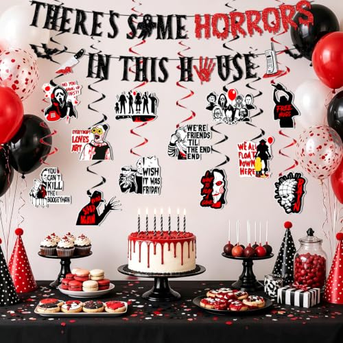 Halloween Horror Banner with Blood Dripping Letters and Spooky Silhouettes
