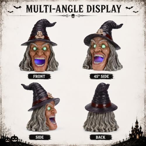 Halloween Witch Mist Maker with Glowing Eyes and Fog Effect - Yellow Witch Mist Variation