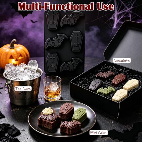 Halloween Silicone Mold Set - Bat and Coffin Shapes, Black, 2 Pack