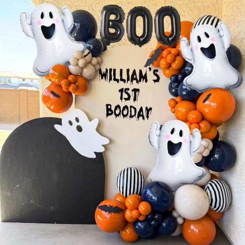 Halloween BOO Ghost Foil Balloons Set - Black Party Decorations, 6pcs Black Boo Ghost