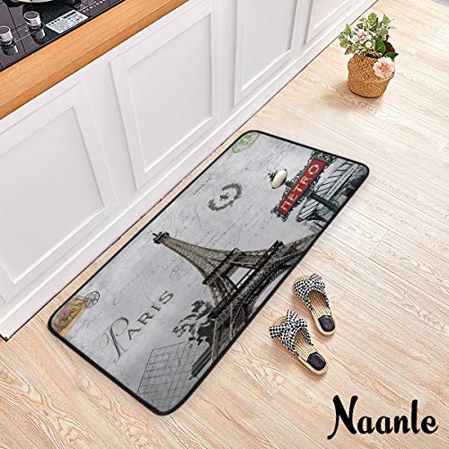 Eiffel Tower Anti-Fatigue Kitchen Floor Mat 39x20 Inches - Gray Variation