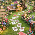 Wonderland Tea Party Poker Card Floor Stickers - 20pcs Decorative Decals