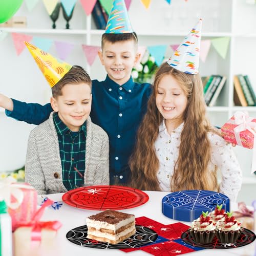 Multicolor 40pcs Spider Web Party Supplies Set - Includes Plates & Napkins