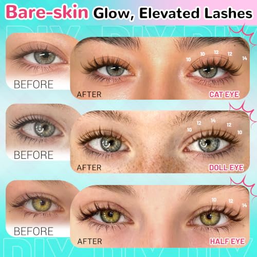 BambiBrown Lash Clusters Kit - Spiky Manga Eyelash Extensions for Natural, Dramatic Looks