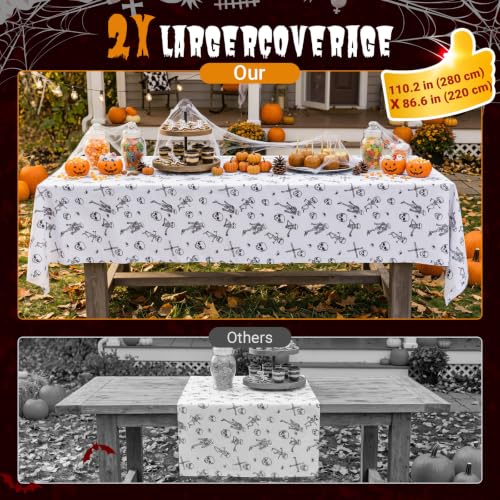 Skeleton Tablecloth Halloween Decorations - 85x108in Skull Cover - Variation of Skeleton Listing