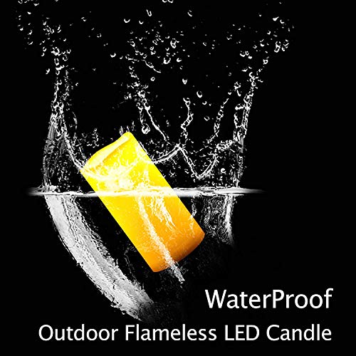 Waterproof Outdoor Flameless LED Pillar Candles with Remote - 2 Pack, 3x7 Inches