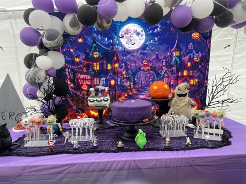 Halloween Pumpkin Village Backdrop 8x6FT Trick or Treat Scene - Fall Photo Background