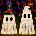 Halloween Ghost Decor Light-up Outdoor Ghost with Black Hat - 2 Pack