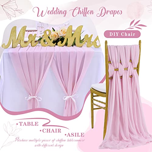 Pink Chiffon Table Runner Overlay 10 Pieces 27x120 Inches Rustic Wedding Decor - Pink