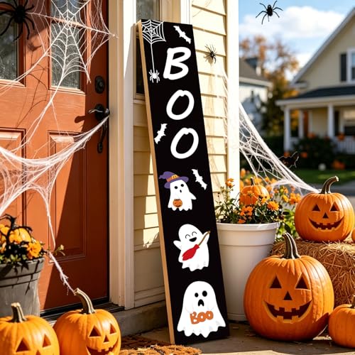 Halloween Porch Decor Wooden Sign Set - Outdoor Front Door Halloween Decorations