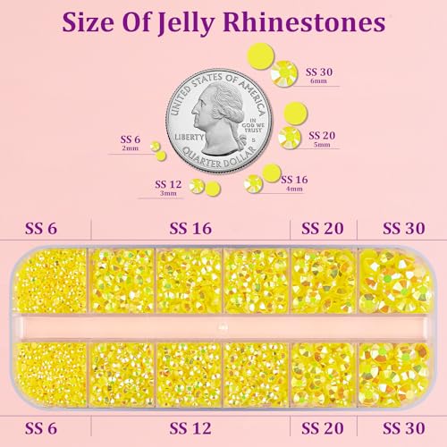 Lemon Yellow AB Flatback Rhinestones with Glue Set for Crafts and Nail Art - Small Pack