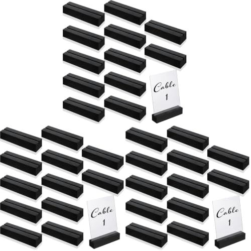Acrylic Black Place Card Holders 4.6 x 1.1 Inch - Pack of 3 - Wedding & Event Table Sign Stands