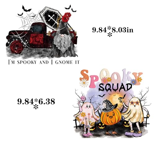 Halloween Iron-On Patches Heat Transfer Stickers – Ghost Pumpkin Trick or Treat Cute Fabric Appliques - 6 Sheets