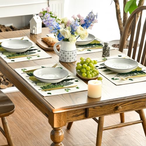 12x18 Inch Rectangular Placemats Set of 4 - Spring Leaves Table Decor