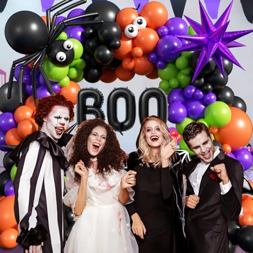 Halloween Balloon Arch Kit with Orange, Black, Purple & Green Balloons