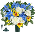 Artificial Cemetery Flowers for Grave Decorations - Realistic Rose Daisy Lily Cymbidium Sympathy Bouquet