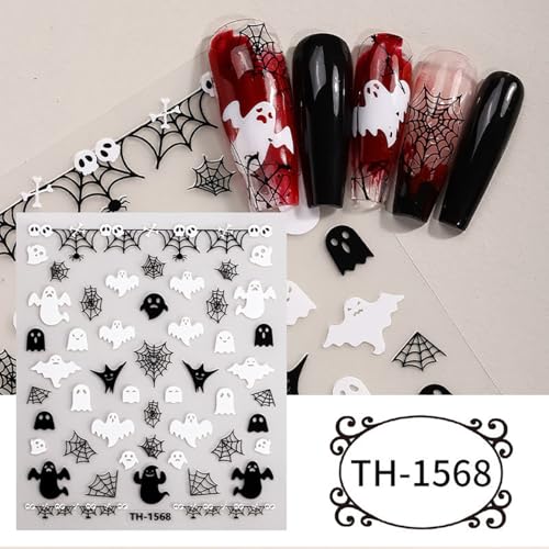 Halloween Nail Stickers Mini Spooky Decals - Black Cat, Pumpkins, Bat, Ghost, Web, Variation of THIS listing