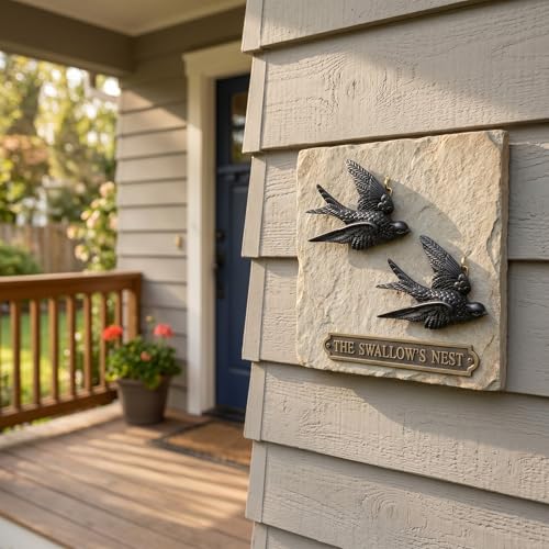 Kathfly 2 Pcs Black Swallow Wall Decor - 4.7-Inch Resin Bird Art, Modern Black Finish
