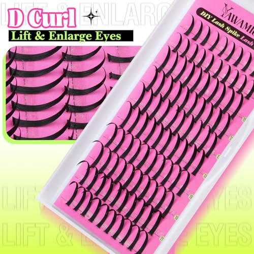 Yawamica Spiky Lash Extensions - 13-21mm D Curl Mixed Length Eyelash Clusters - Wispy Volume Faux Lashes - Variation: Spiky Lash-13-21mm