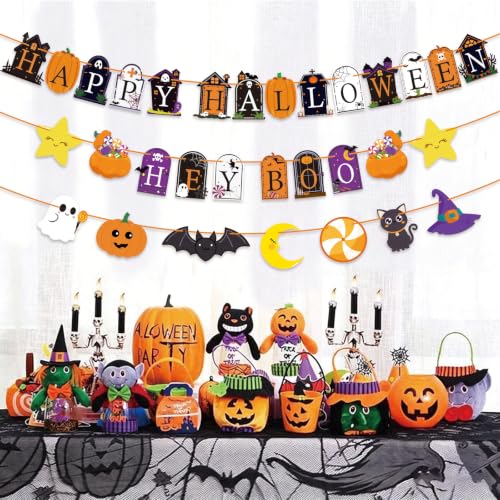 Kids Halloween Party Banner Set - Hey Boo & Happy Halloween Decorations