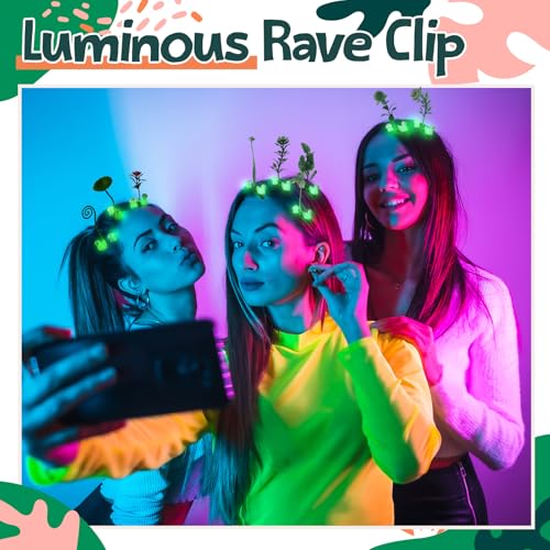 Glow in the Dark Rave Hair Clips - 30 Mixed Plant & Duck Hair Accessories